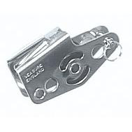 Minipoulie en acier inox, simple, ringot et coinceur à sifflet incorporé, axe amovible, Ø 4.8 mm