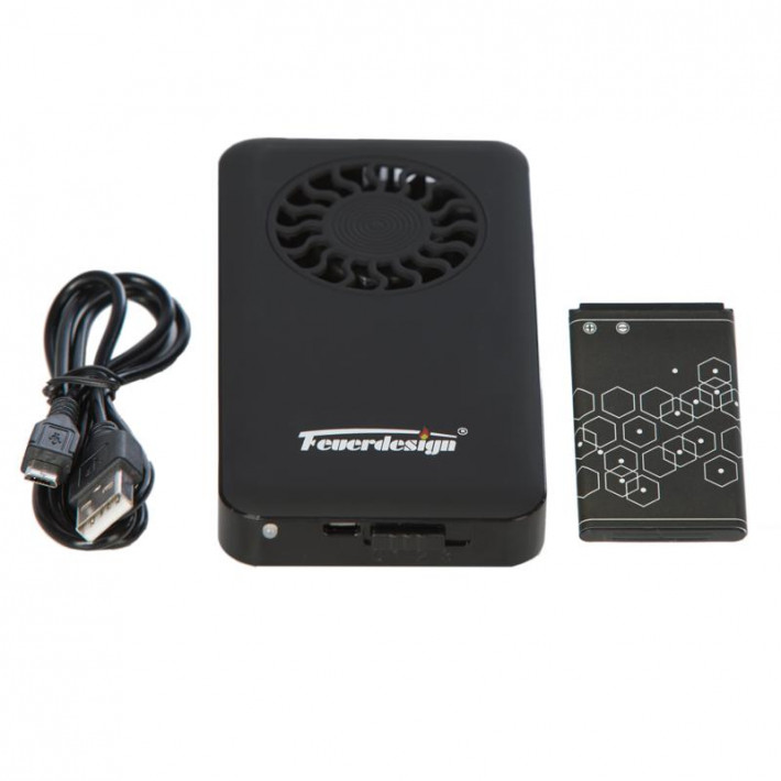 Ventilateur Feuerdesign® avec batterie et câble de chargement
