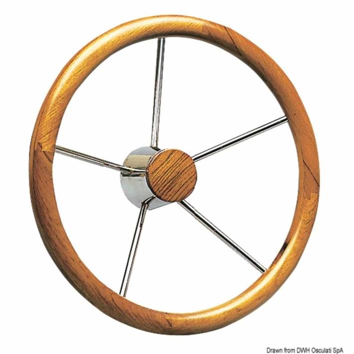Barres à roue, avec couronne en teck à fort diamètre