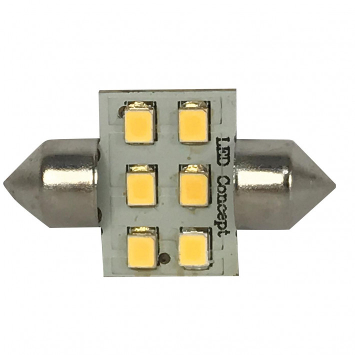 LED Glühbirne, SV8.5, 6LED, 10-30 V / 1.4 W