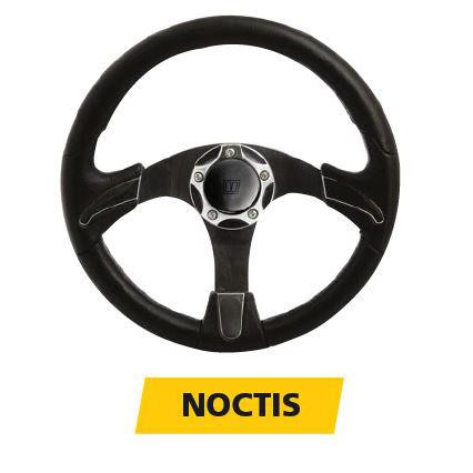 Volant “Noctis”, Noir p.u. inserts en caoutchouc / chrome Ø 350 mm